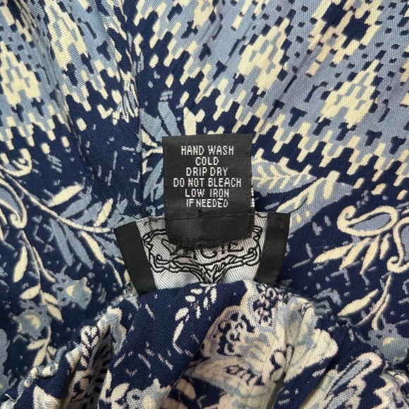 Angie Blue Floral Off Shoulder Romper Small Bell Sleeve Tassel Waist - Picture 5 of 5